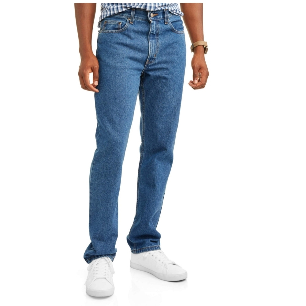 George Men's Size 38x34 Regular Fit Jeans Straight Leg Mid Wash
